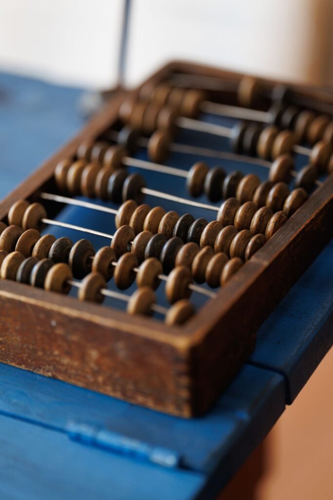 Classic wooden abacus counting beads blue surface par - Missing Numbers ka pratik