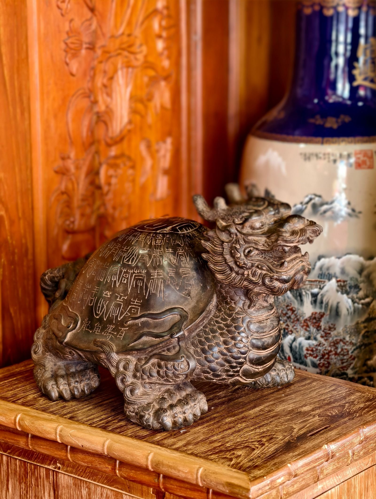 Prachin Chinese dragon turtle murti - lo shu grid ki pauranik katha ka pratik