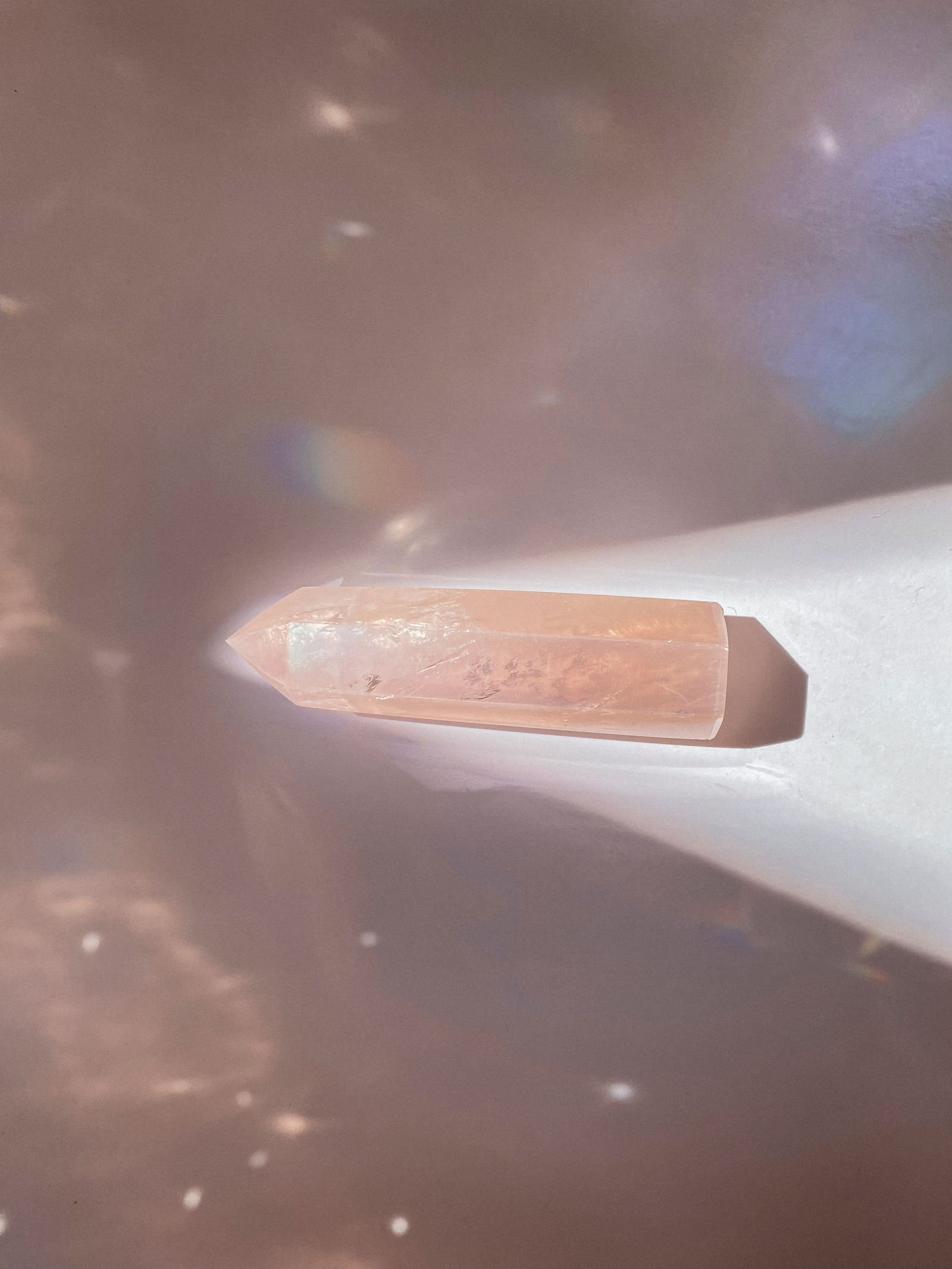 Selenite crystal light reflections