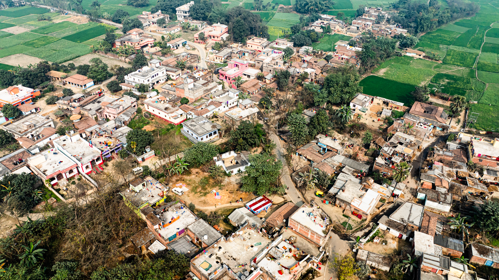 भारत में ग्रामीण भूमि और खेतों का हवाई दृश्य - वास्तु भूमि वर्गीकरण